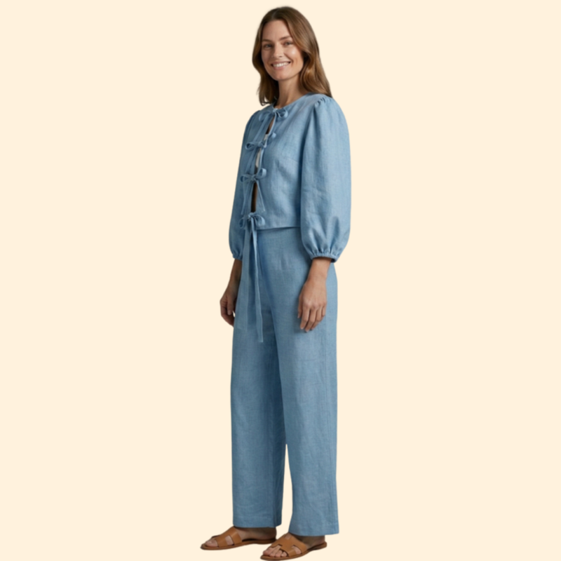 Women’s Two Piece Set with Tie Front Top