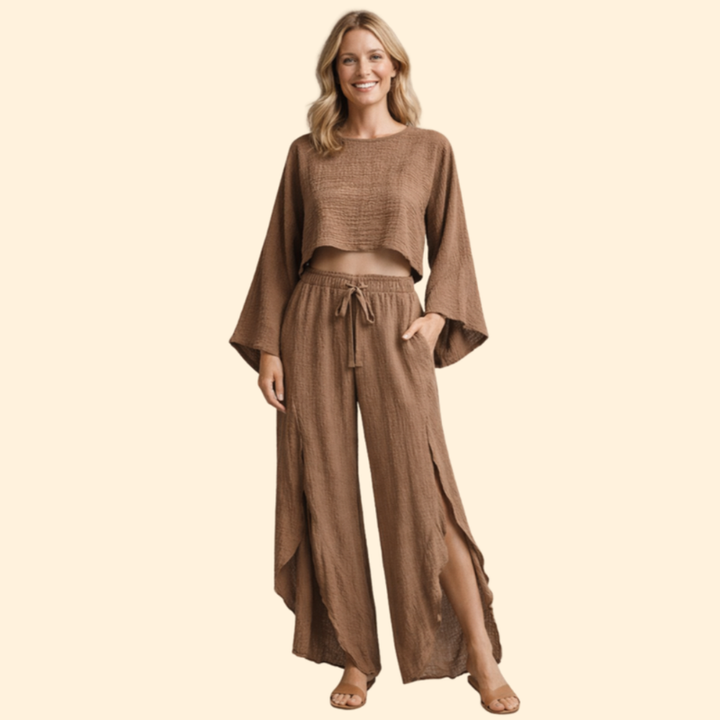 Women’s Two Piece Set with Tie Waist Pants