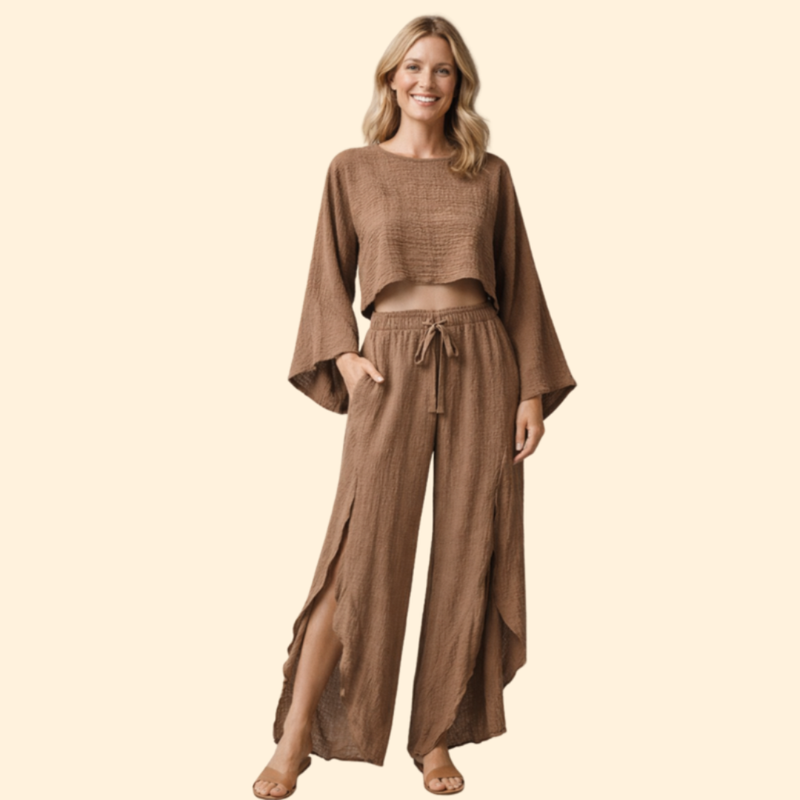 Women’s Two Piece Set with Tie Waist Pants
