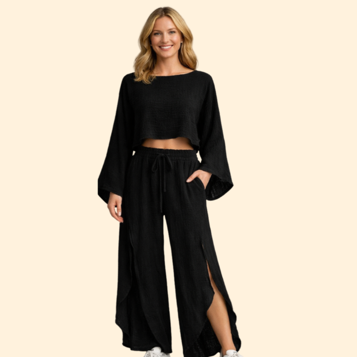 Women’s Two Piece Set with Tie Waist Pants