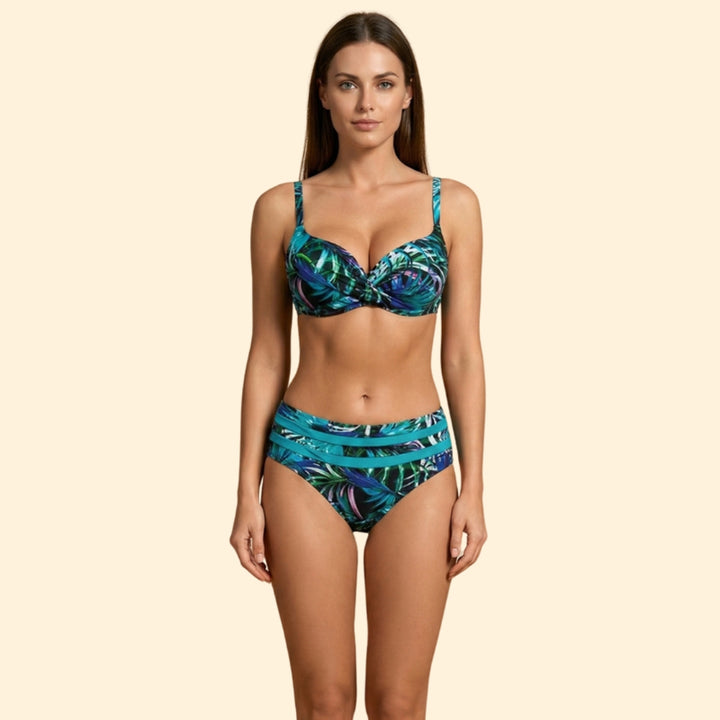 Women’s Underwire Swimwear with Tropical Pattern