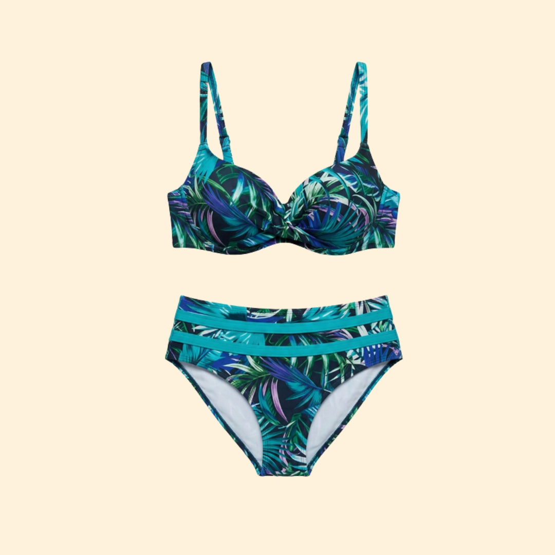Women’s Underwire Swimwear with Tropical Pattern