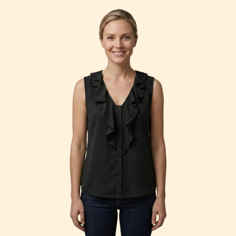 Women's V-Neck Blouse with Button Front Design