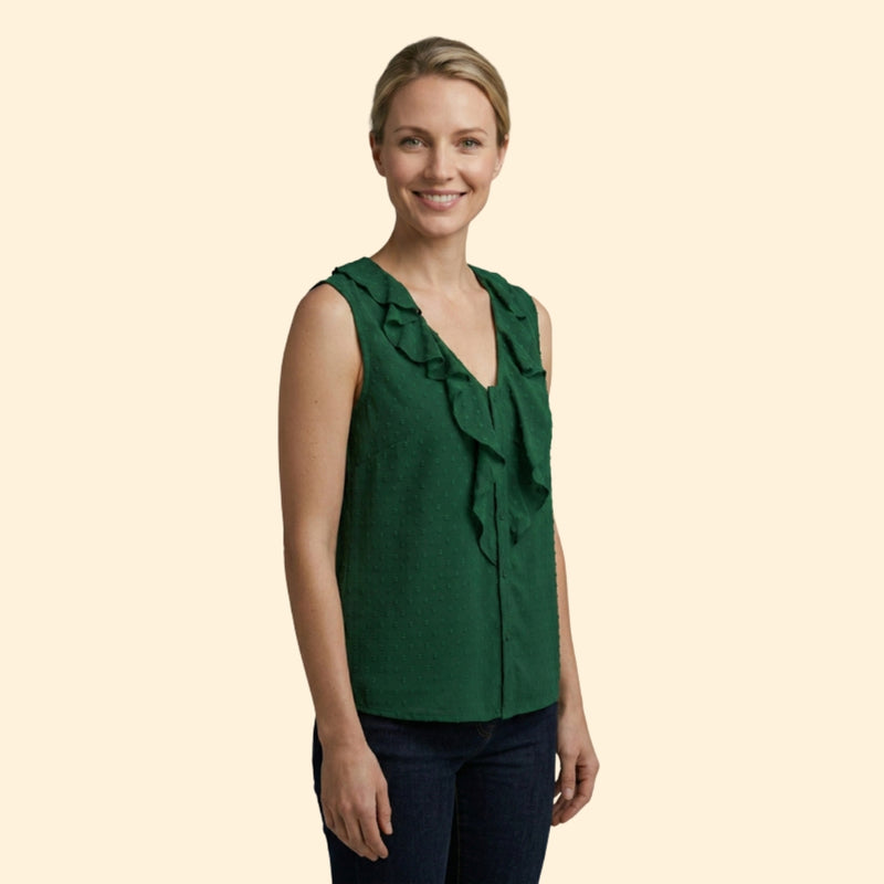 Women's V-Neck Blouse with Button Front Design