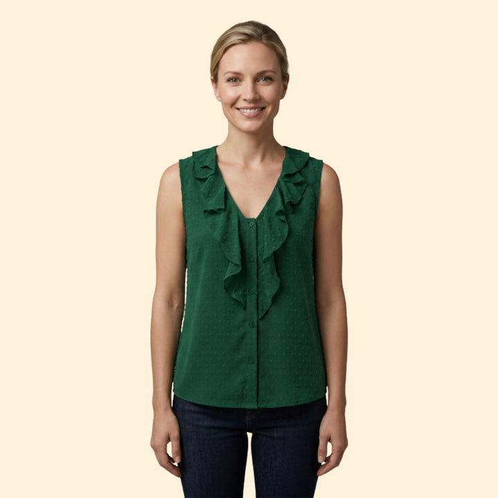 Women's V-Neck Blouse with Button Front Design