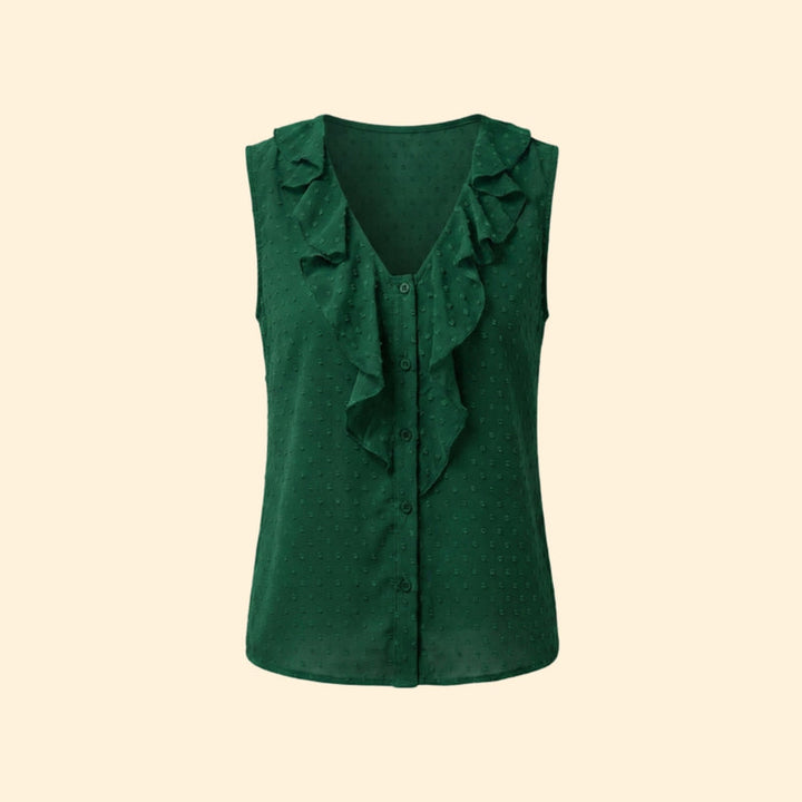 Women's V-Neck Blouse with Button Front Design
