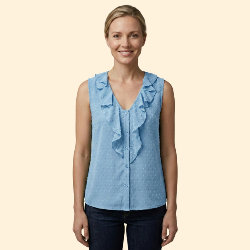 Women's V-Neck Blouse with Button Front Design