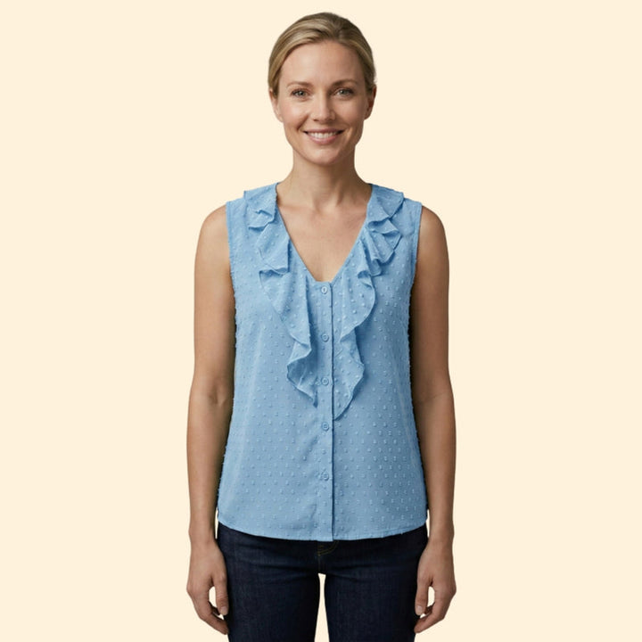 Women's V-Neck Blouse with Button Front Design