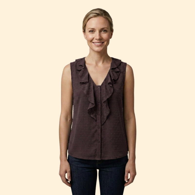 Women's V-Neck Blouse with Button Front Design