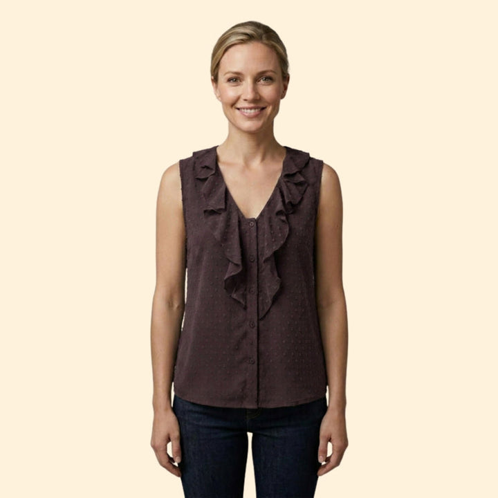 Women's V-Neck Blouse with Button Front Design