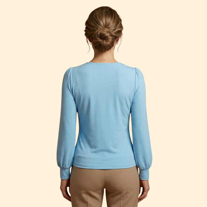 Women’s V-Neck Blouse with Gathered Sleeves
