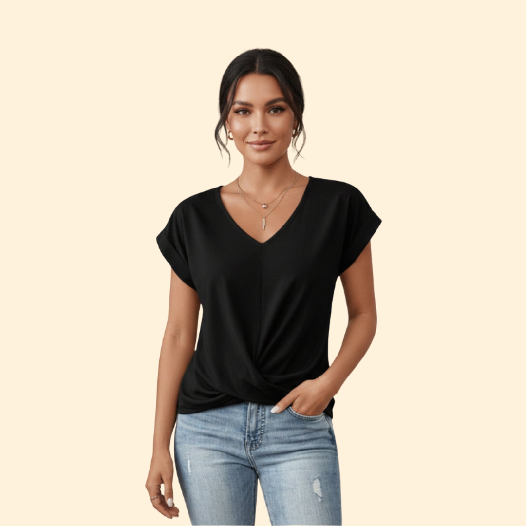 Women’s V-Neck Blouse with Relaxed Fit