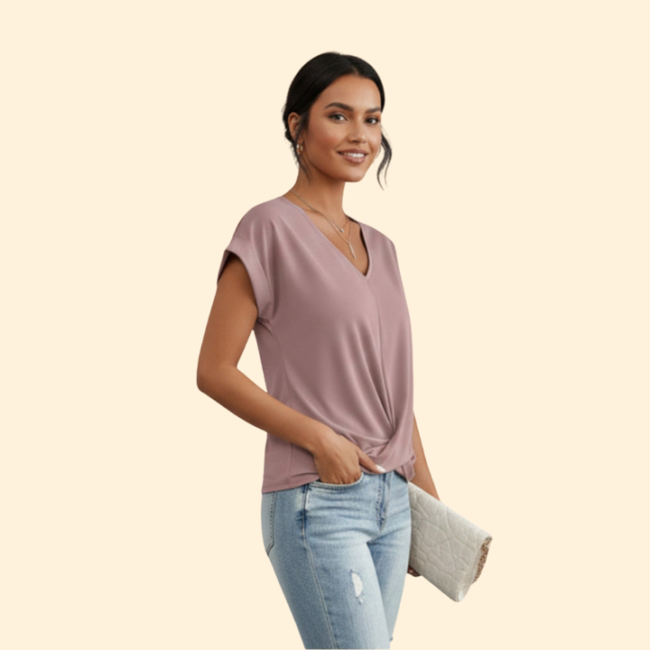 Women’s V-Neck Blouse with Relaxed Fit