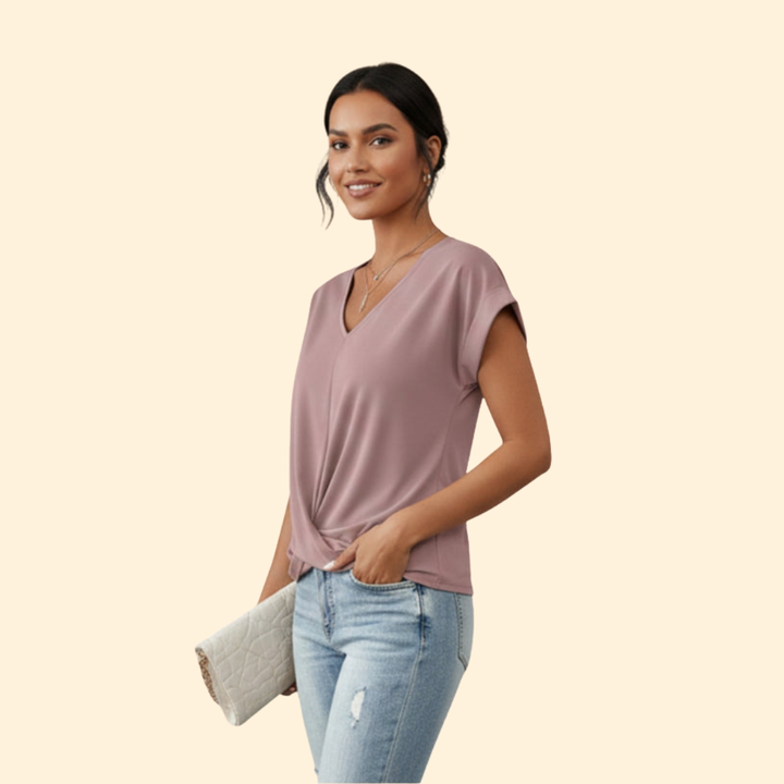 Women’s V-Neck Blouse with Relaxed Fit