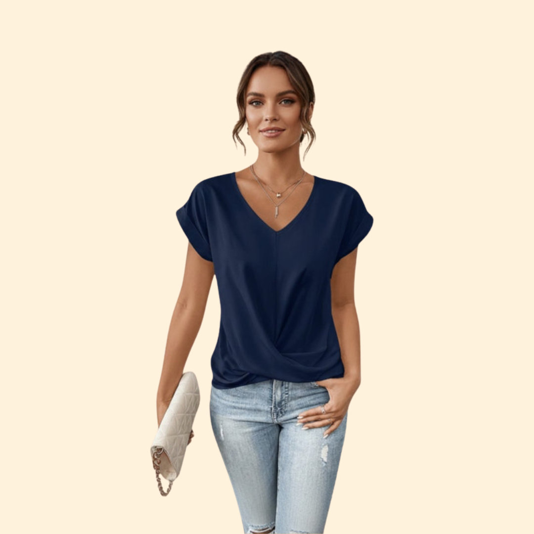 Women’s V-Neck Blouse with Relaxed Fit