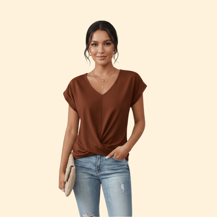 Women’s V-Neck Blouse with Relaxed Fit
