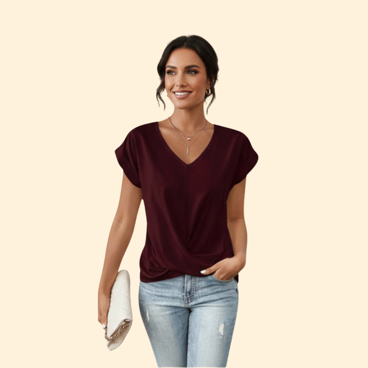 Women’s V-Neck Blouse with Relaxed Fit