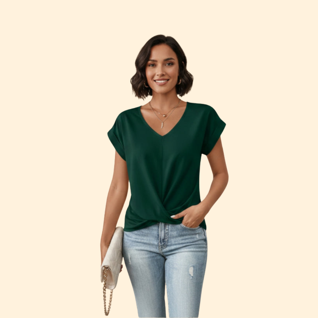 Women’s V-Neck Blouse with Relaxed Fit