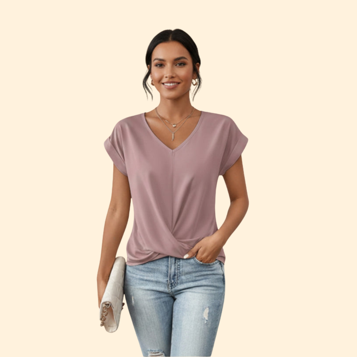 Women’s V-Neck Blouse with Relaxed Fit
