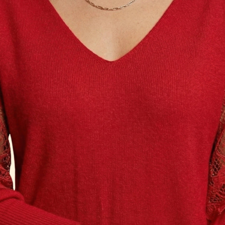 Women’s V-Neck Dress with Crochet Detail