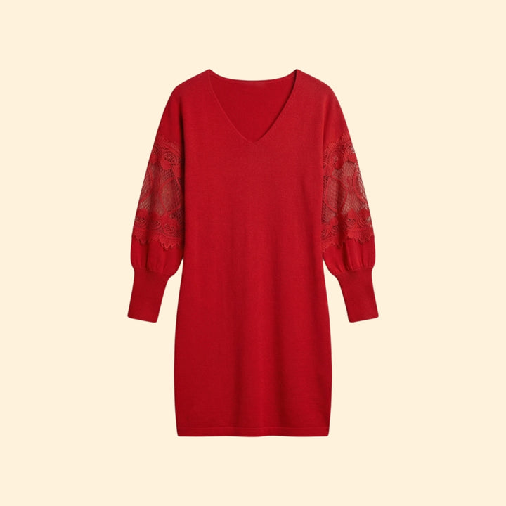 Women’s V-Neck Dress with Crochet Detail