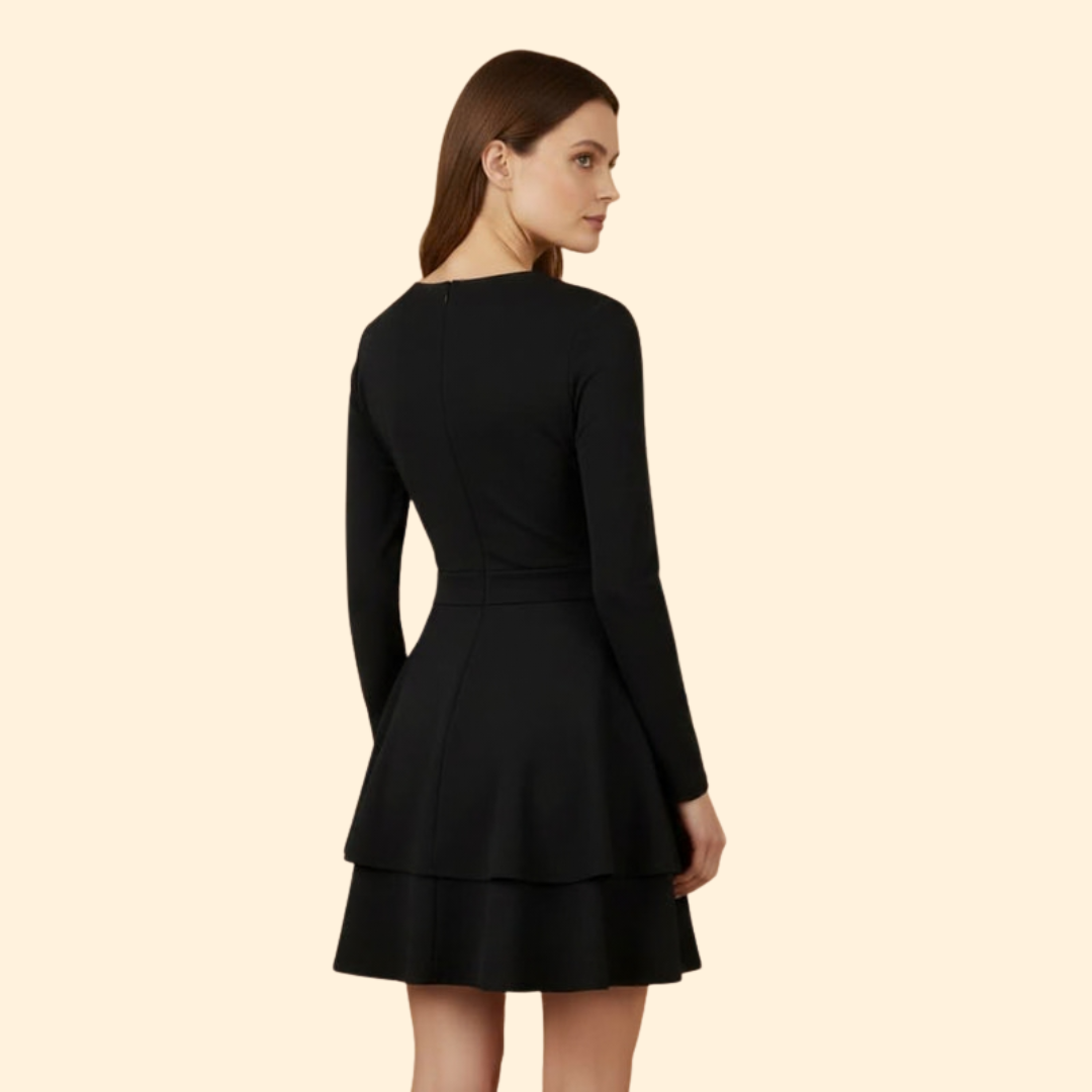 Women's V-Neck Dress with Flared Skirt