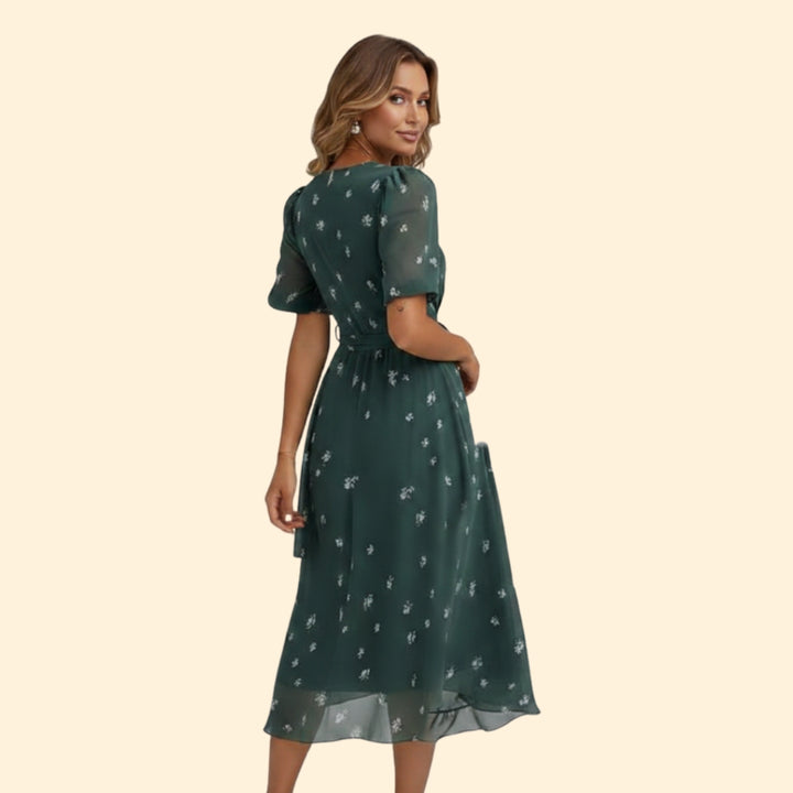 Women’s V-Neck Dress with Floral Design