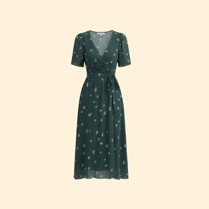 Women’s V-Neck Dress with Floral Design
