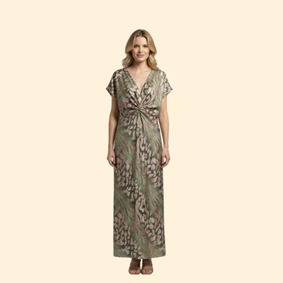 Women’s V-Neck Dress with Knotted Front