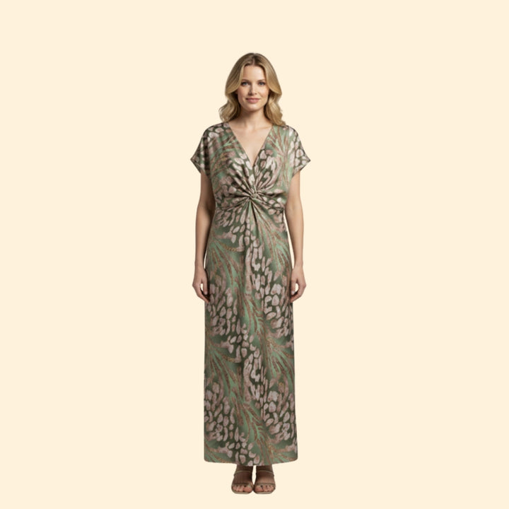 Women’s V-Neck Dress with Knotted Front