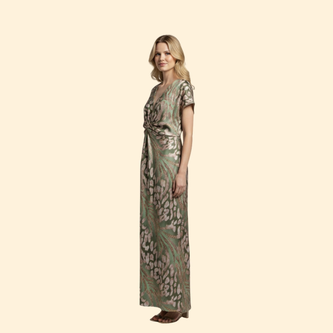 Women’s V-Neck Dress with Knotted Front