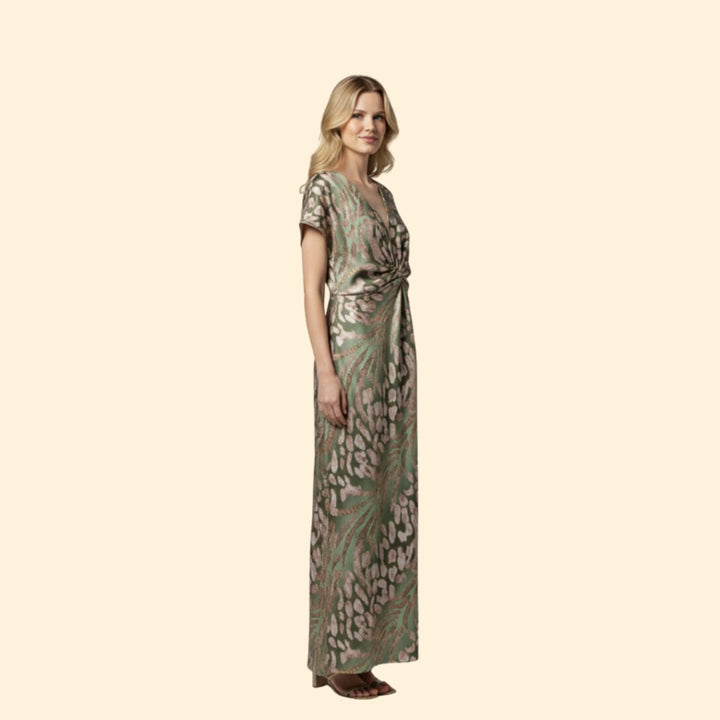 Women’s V-Neck Dress with Knotted Front