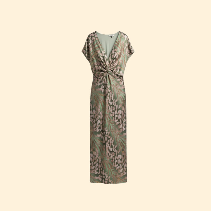 Women’s V-Neck Dress with Knotted Front