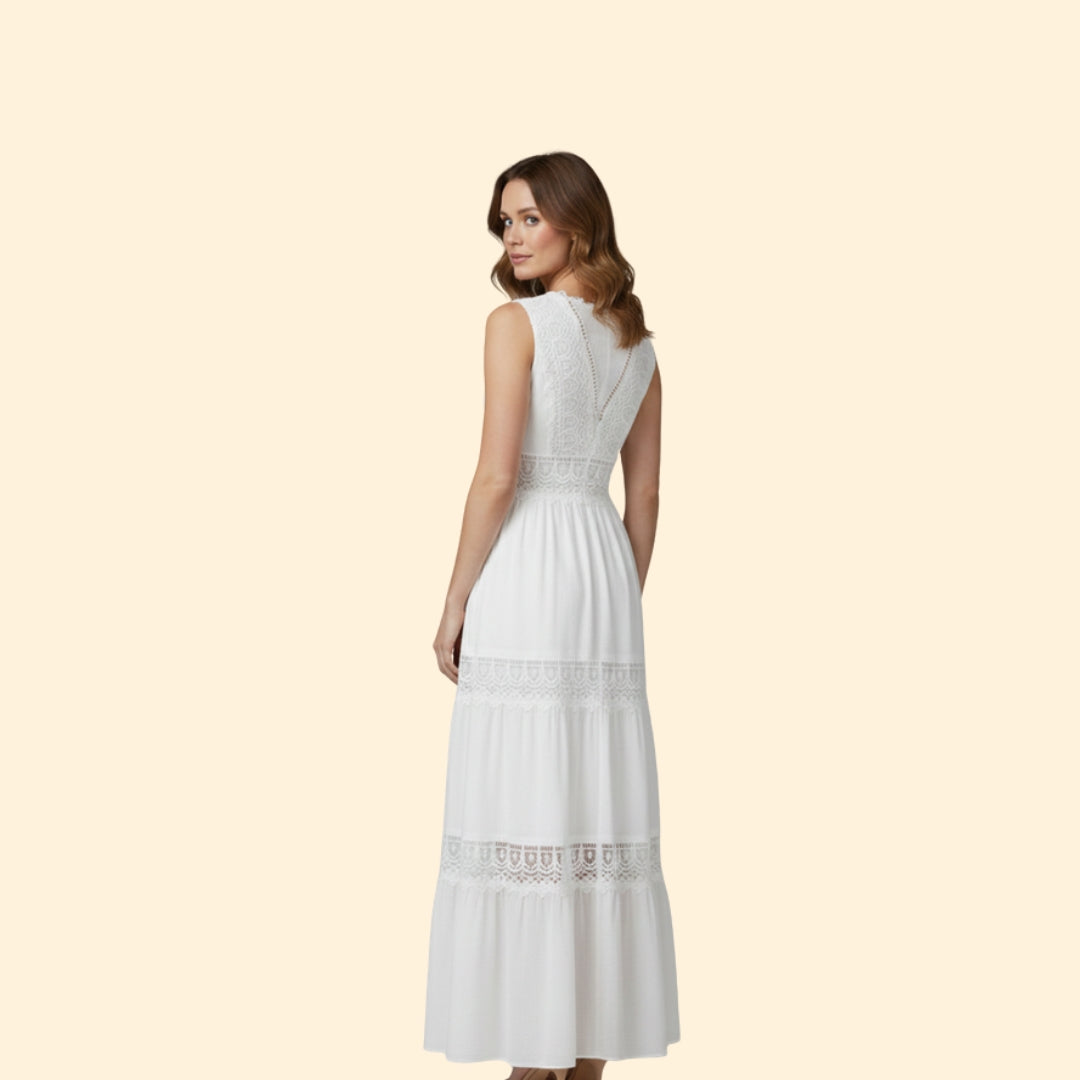 Women’s V-Neck Dress with Lace Details