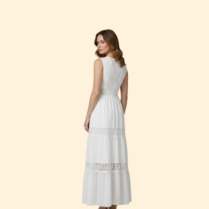 Women’s V-Neck Dress with Lace Details