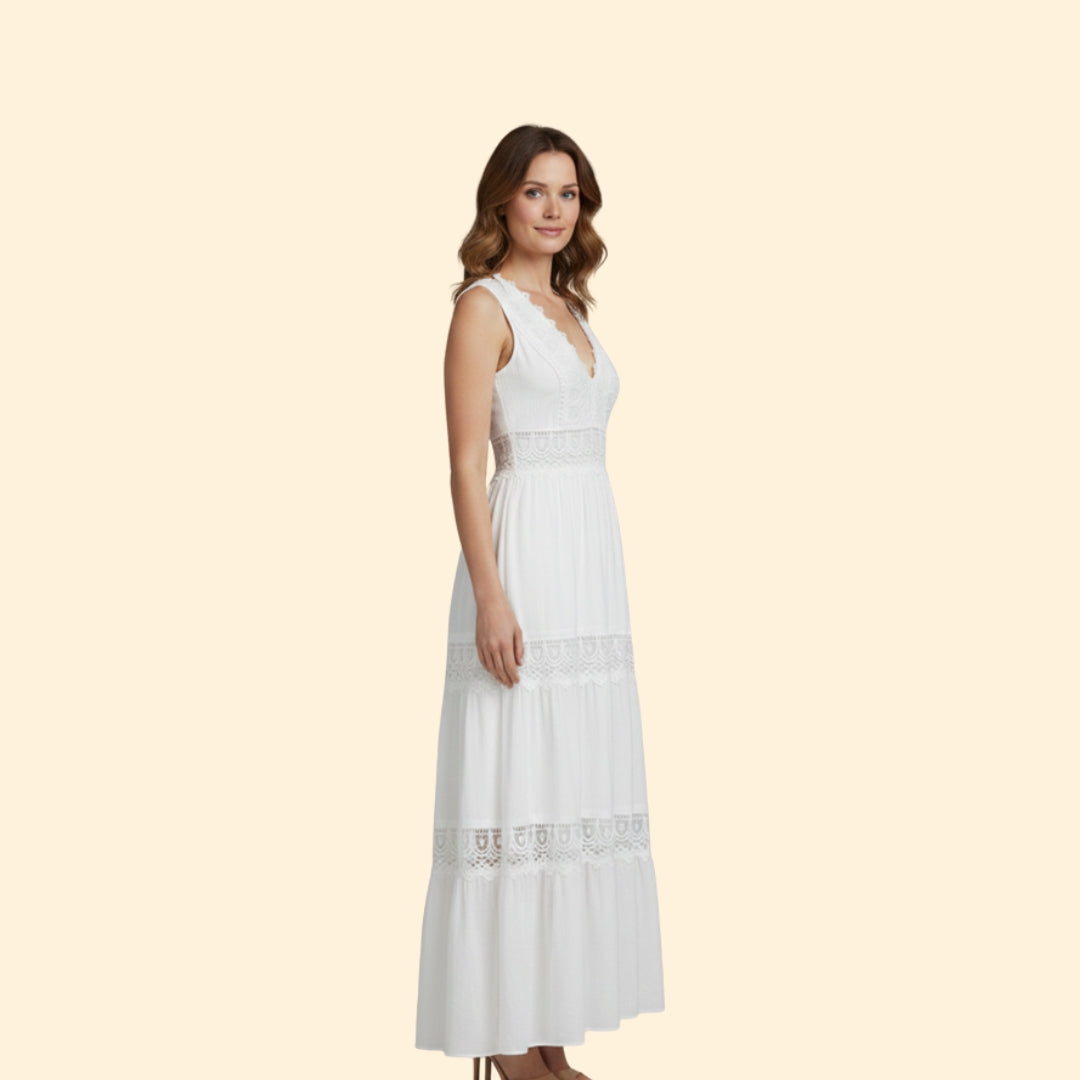 Women’s V-Neck Dress with Lace Details