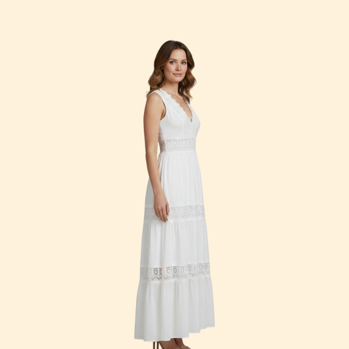 Women’s V-Neck Dress with Lace Details