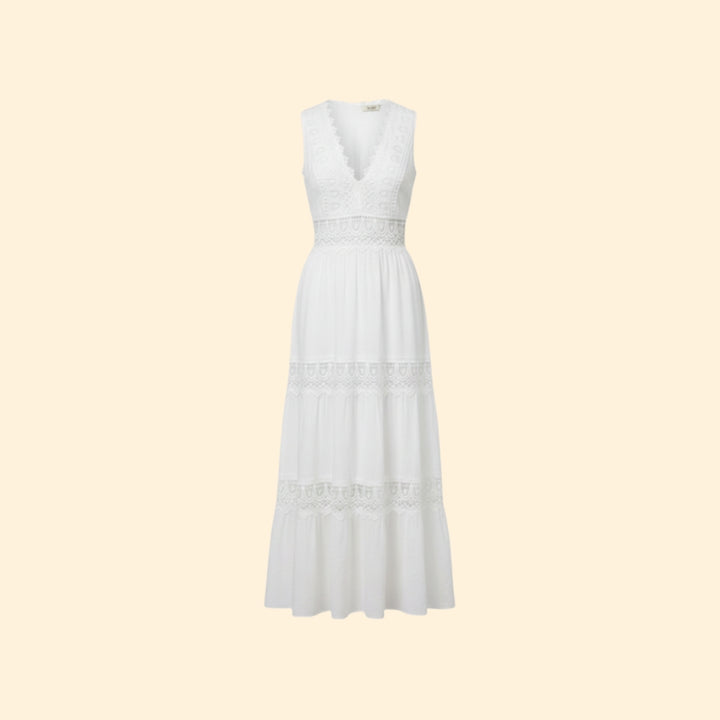 Women’s V-Neck Dress with Lace Details