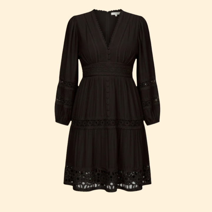 Women’s V-Neck Dress with Lace Trim
