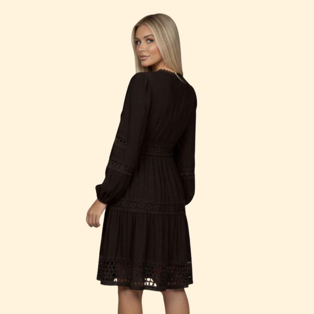 Women’s V-Neck Dress with Lace Trim