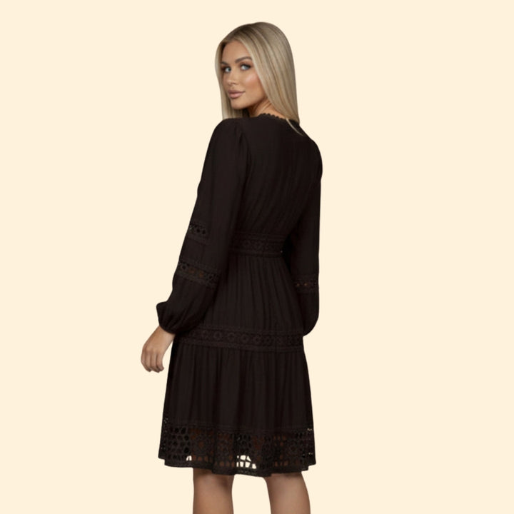 Women’s V-Neck Dress with Lace Trim