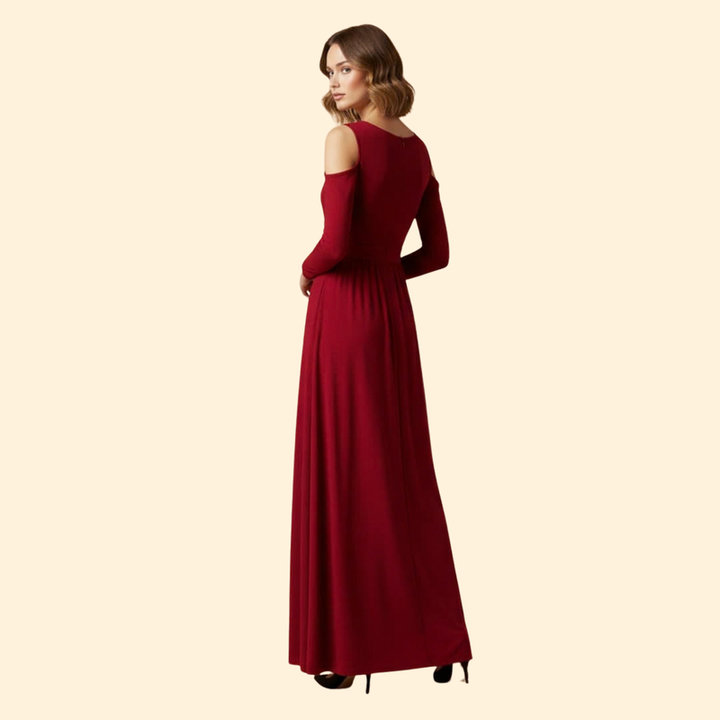 Women's V-Neck Dress with Long Sleeves