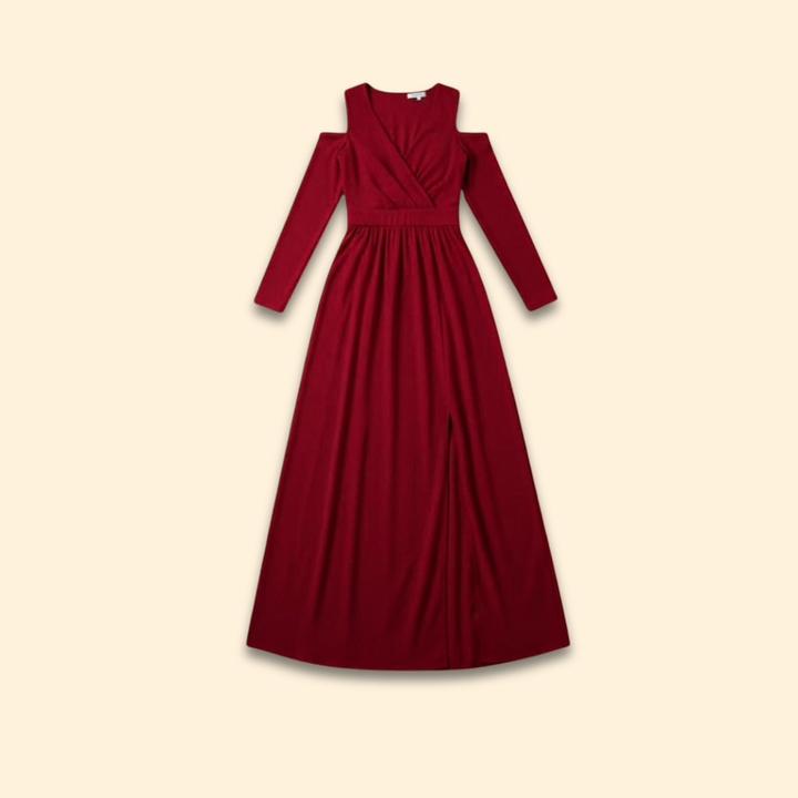 Women's V-Neck Dress with Long Sleeves