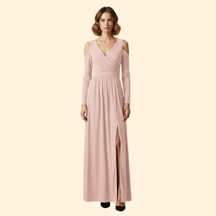 Women's V-Neck Dress with Long Sleeves