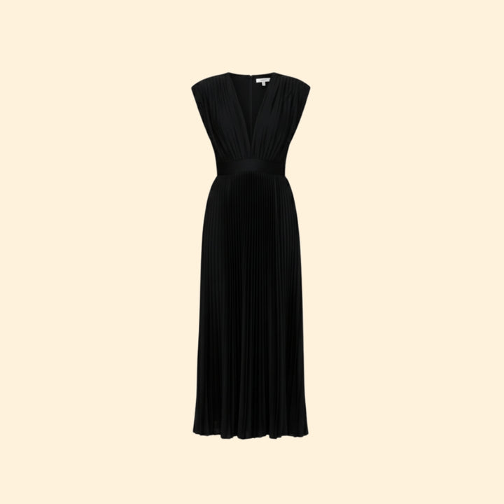 Women’s V-Neck Dress with Pleated Detail
