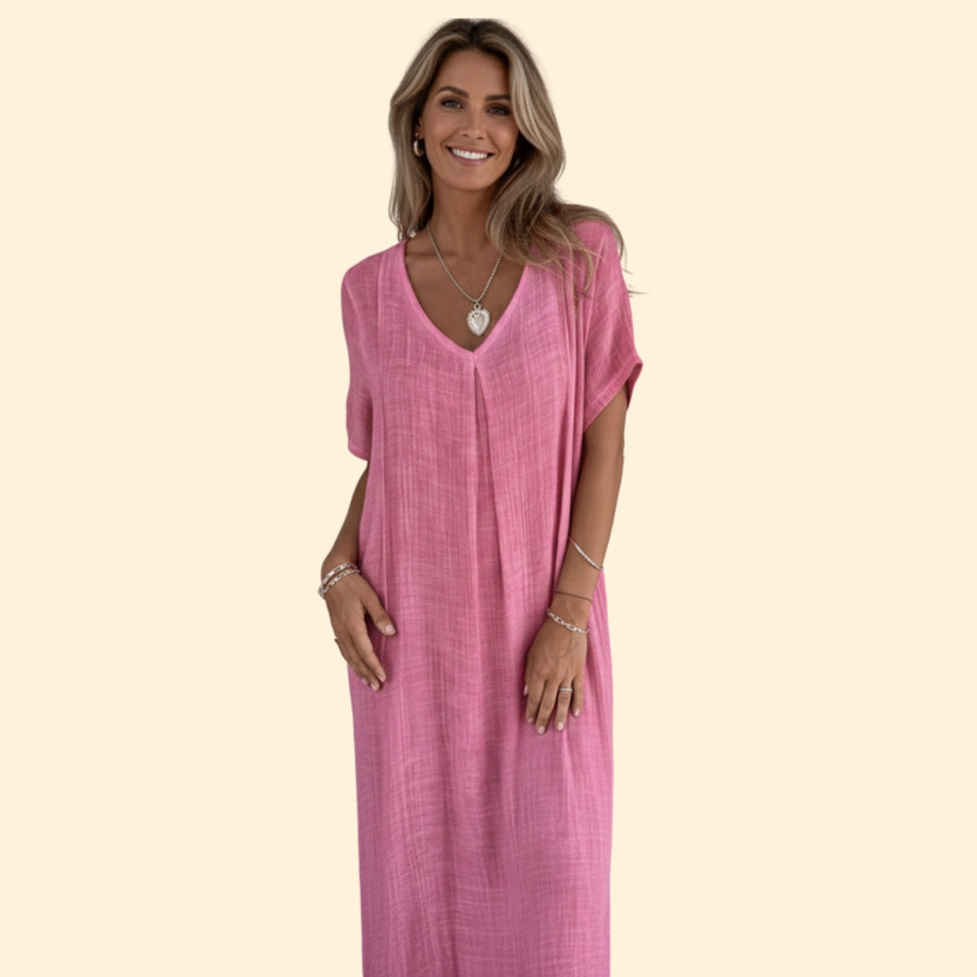 Women’s V-Neck Dress with Short Sleeves