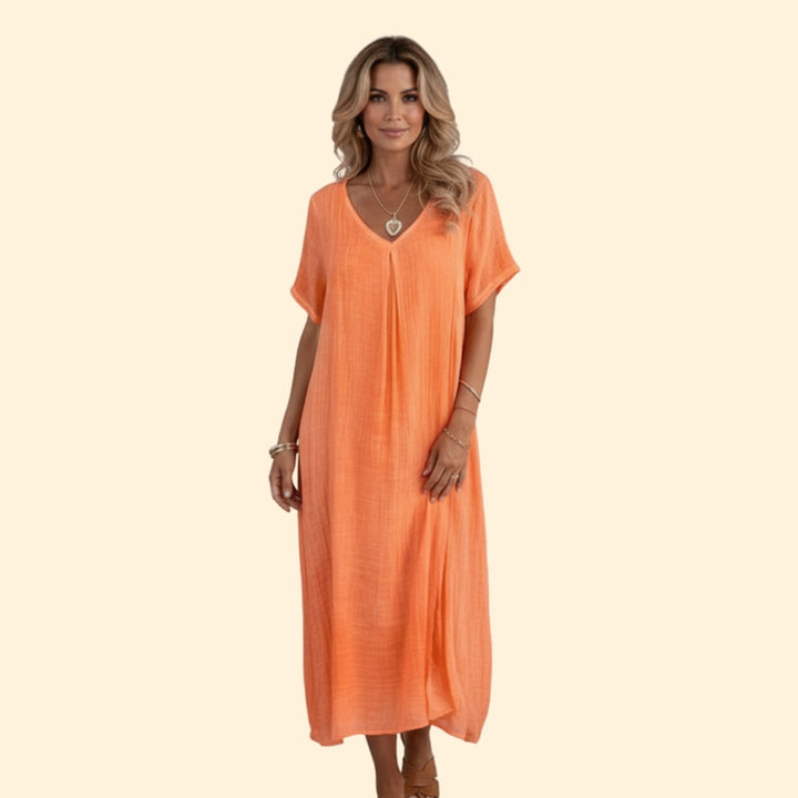 Women’s V-Neck Dress with Short Sleeves