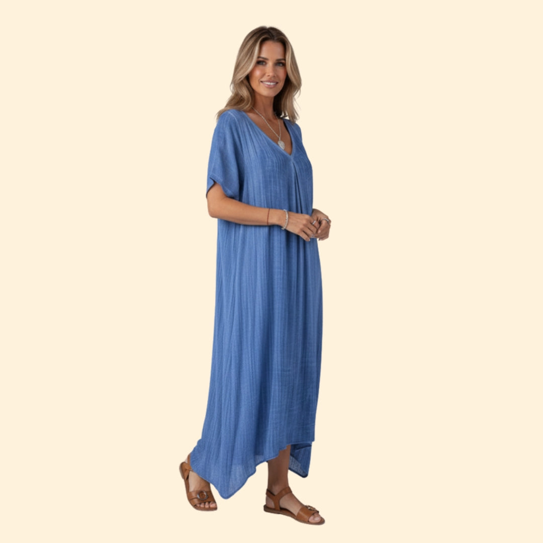 Women’s V-Neck Dress with Short Sleeves