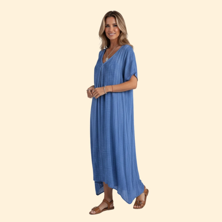 Women’s V-Neck Dress with Short Sleeves