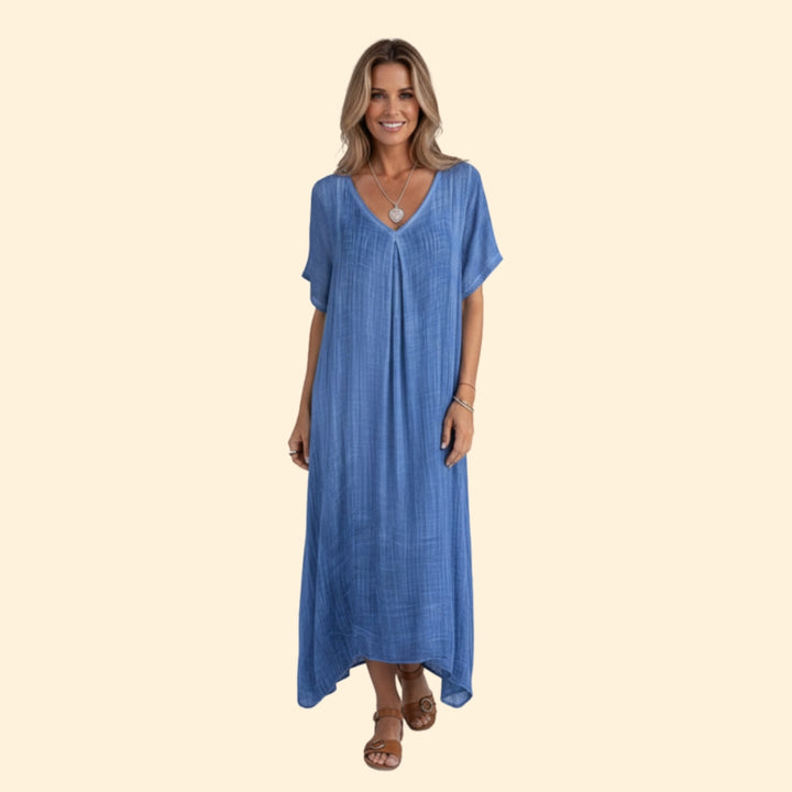 Women’s V-Neck Dress with Short Sleeves